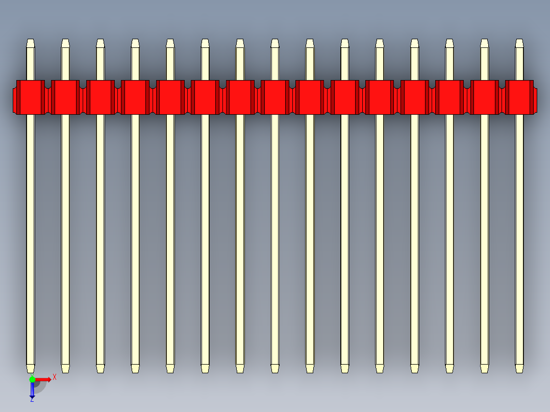 彩色公头100mil（2.54mm）系列-DS1021_red_1x15p_100mil_Type19_rev1.0俯视图