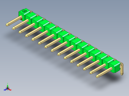 彩色公排针 100mil 2.54mm 系列-DS1022_green_1x15p_100mil_TypeD_rev1.0