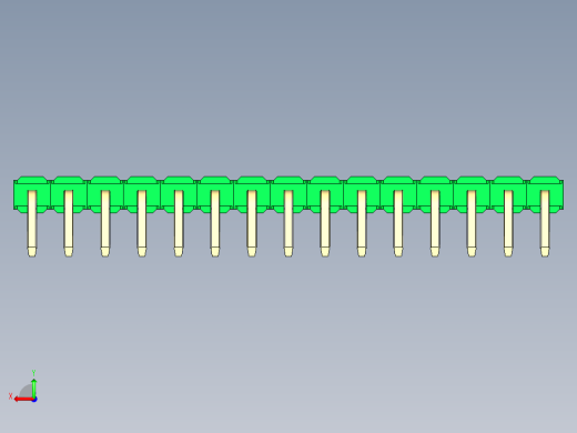 彩色公排针 100mil 2.54mm 系列-DS1022_green_1x15p_100mil_TypeD_rev1.0后视缩略图