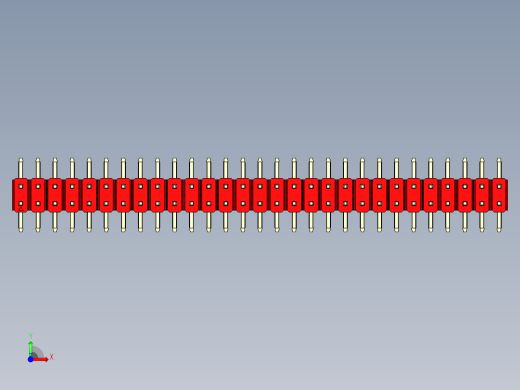 彩色公排针 100mil 2.54mm 系列-DS1022_red_58p_100mil_TypeSMT_rev1.0前视缩略图