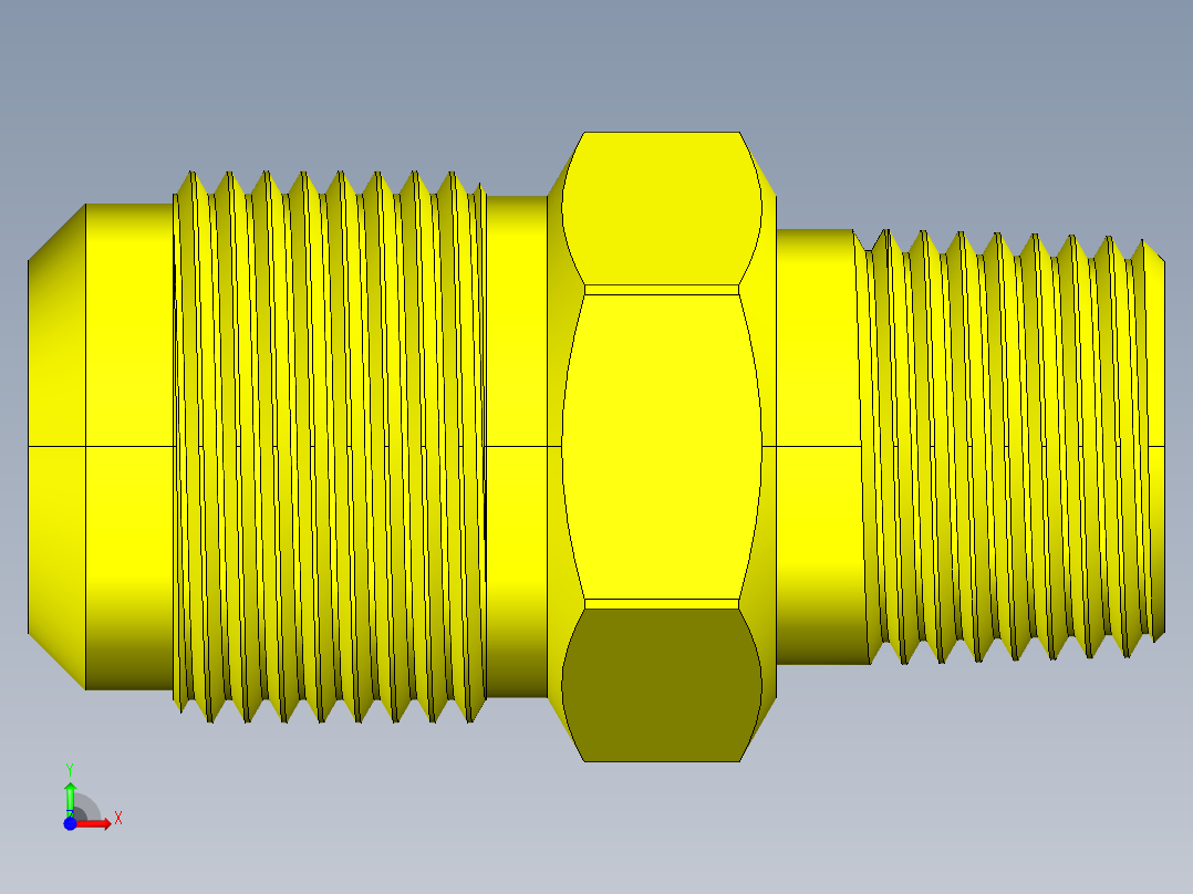 喇叭形 45D 半接头连接器-FLARE 45D 3-4 Tube OD 1-1-16-14 1-2 NPT.STEP前视图
