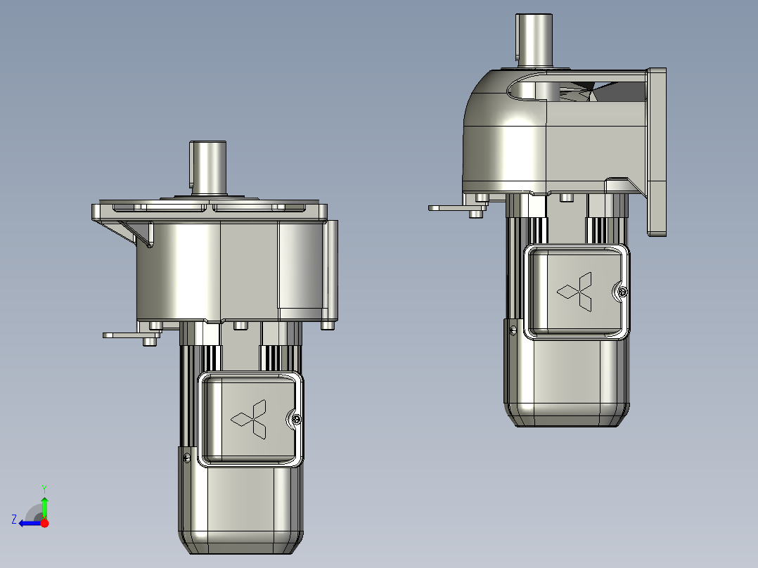 2款带制动器的齿轮电机右视图
