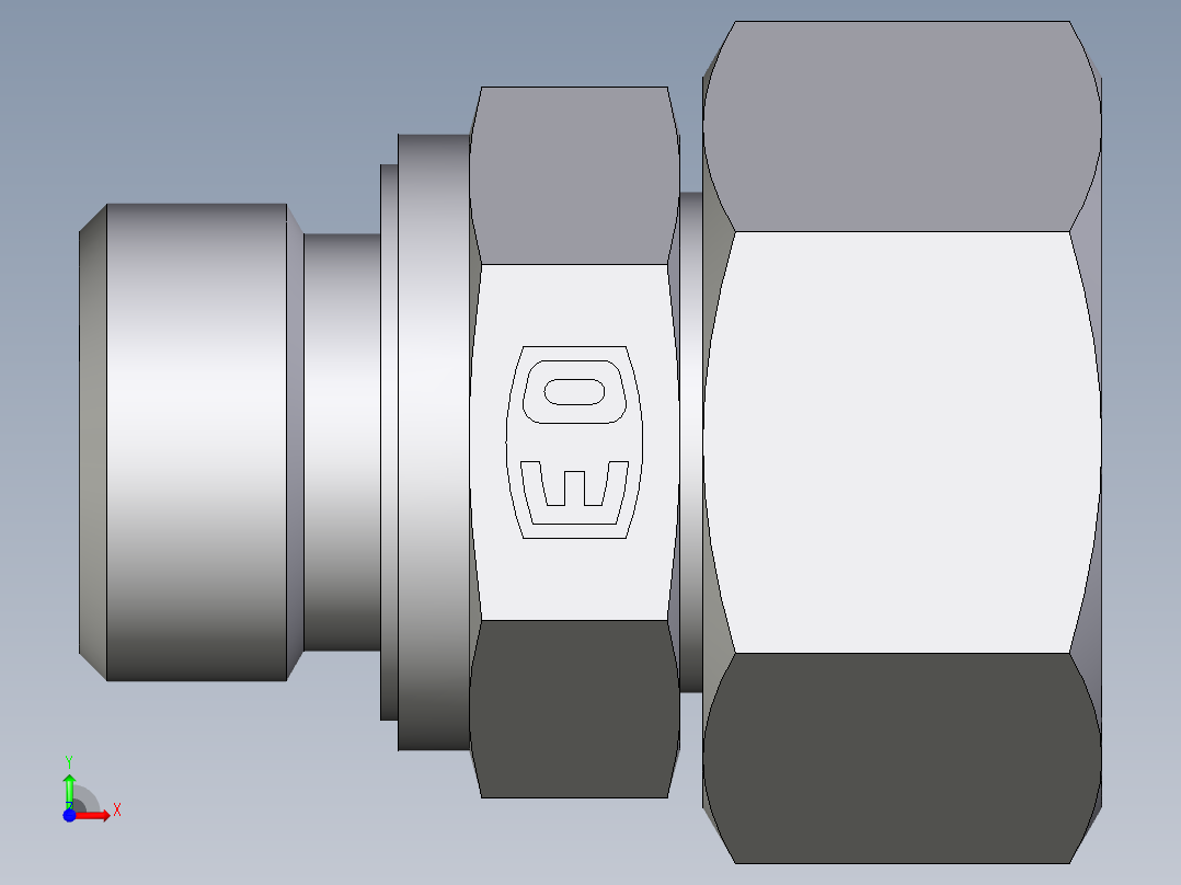 卡套式工业通用硬管接头EO_Swivel_connector_EGE18LREDCF前视图