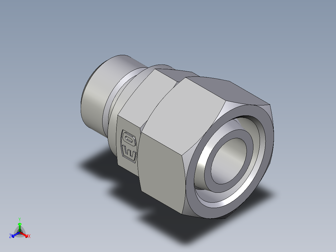卡套式工业通用硬管接头EO_Swivel_connector_EGE18LREDCF正等轴测图