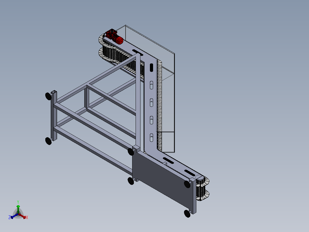 可调节式倾斜输送机正等轴测图