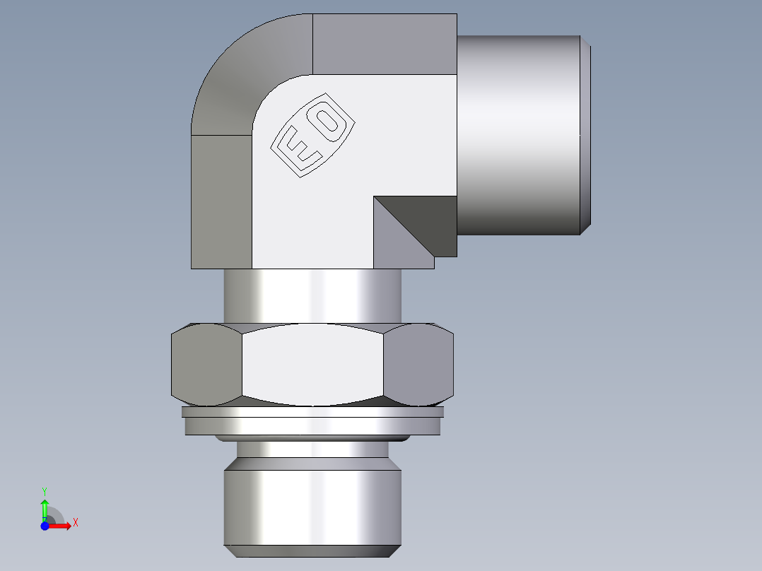 卡套式工业通用硬管接头EO_Adjustable_Locknut_elbow_WEE10SMOMDCF前视图