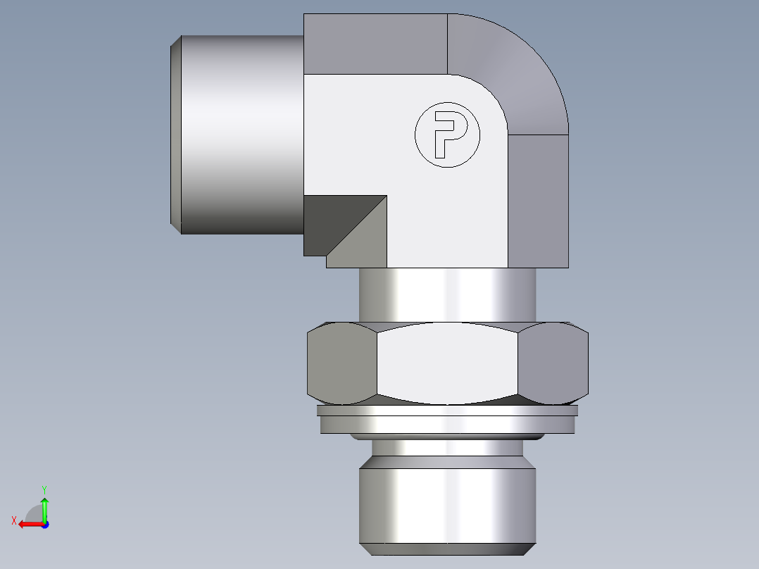 卡套式工业通用硬管接头EO_Adjustable_Locknut_elbow_WEE10SMOMDCF后视图