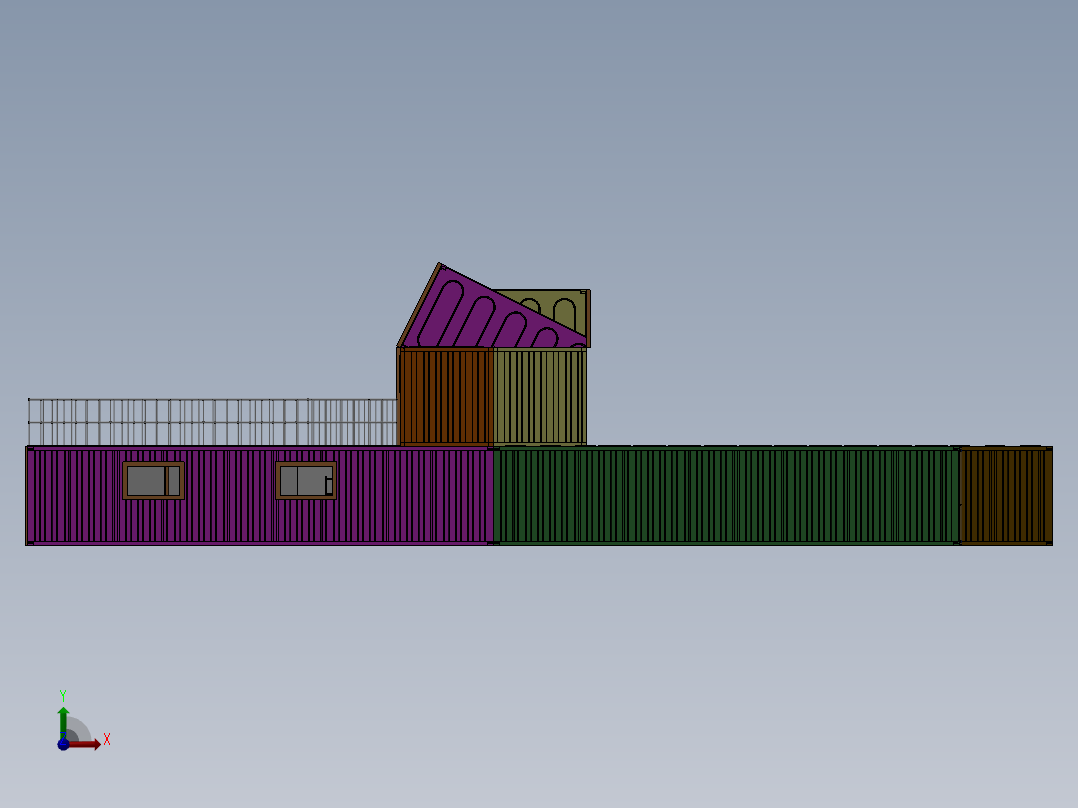 集装箱房设计模型 SW STP前视图