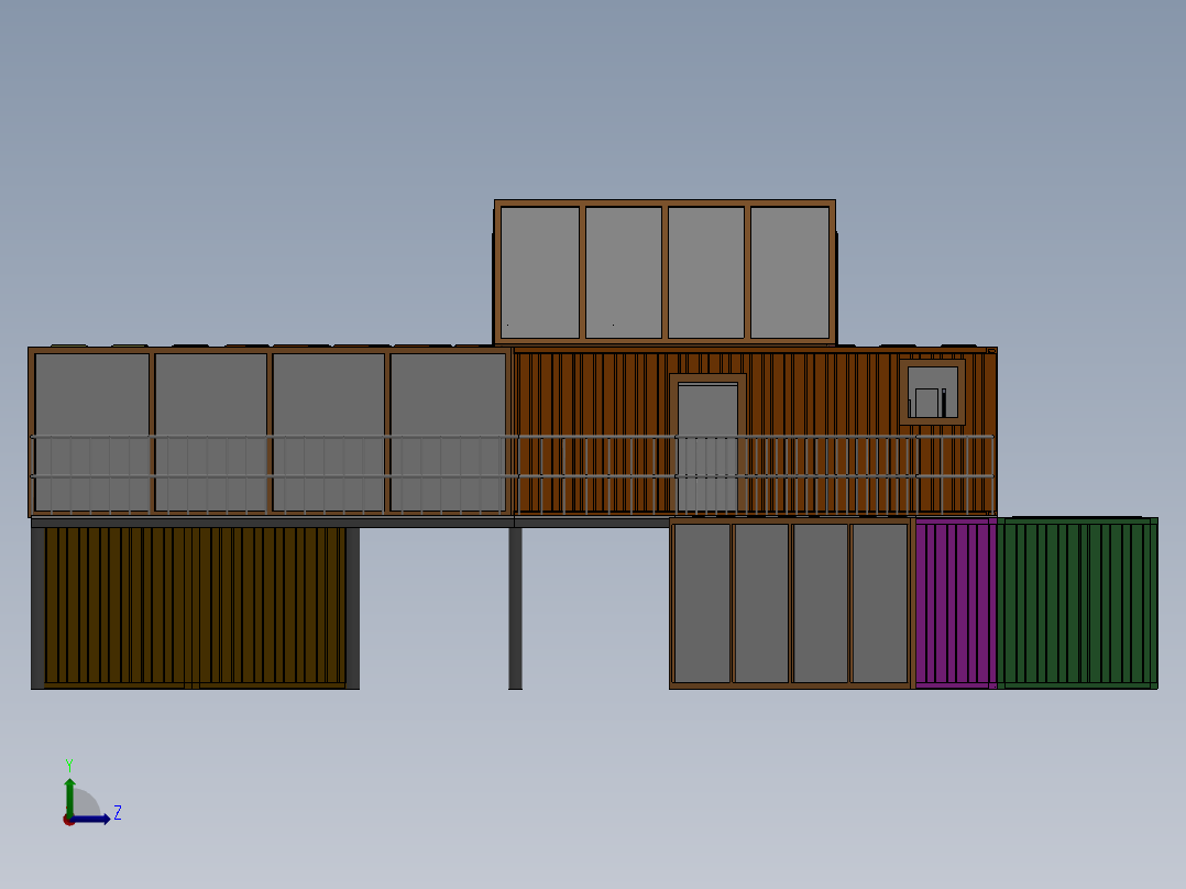 集装箱房设计模型 SW STP左视图