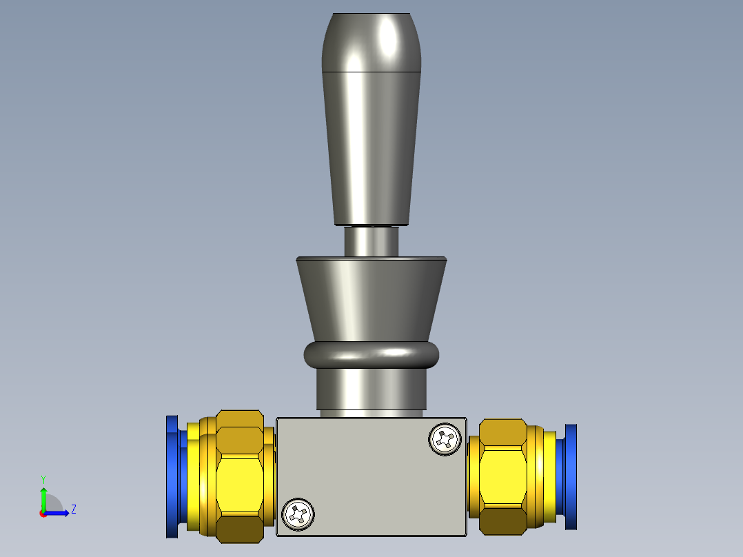 两位五通气路开关手动机械阀（手扳阀）左视图