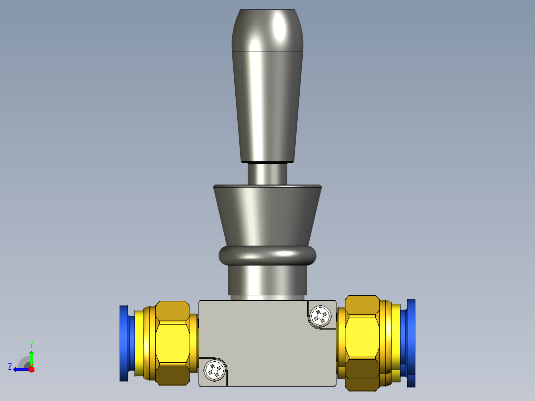 两位五通气路开关手动机械阀（手扳阀）右视图