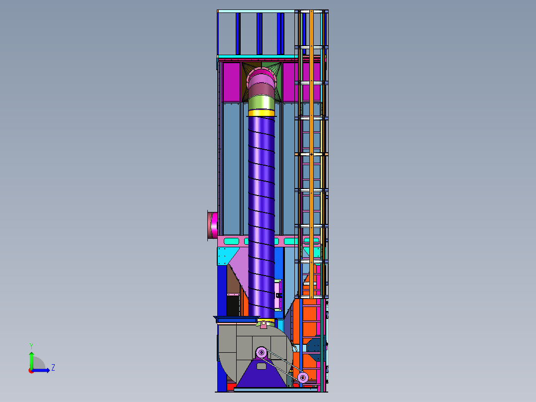 带自动集灰仓的除尘系统左视图