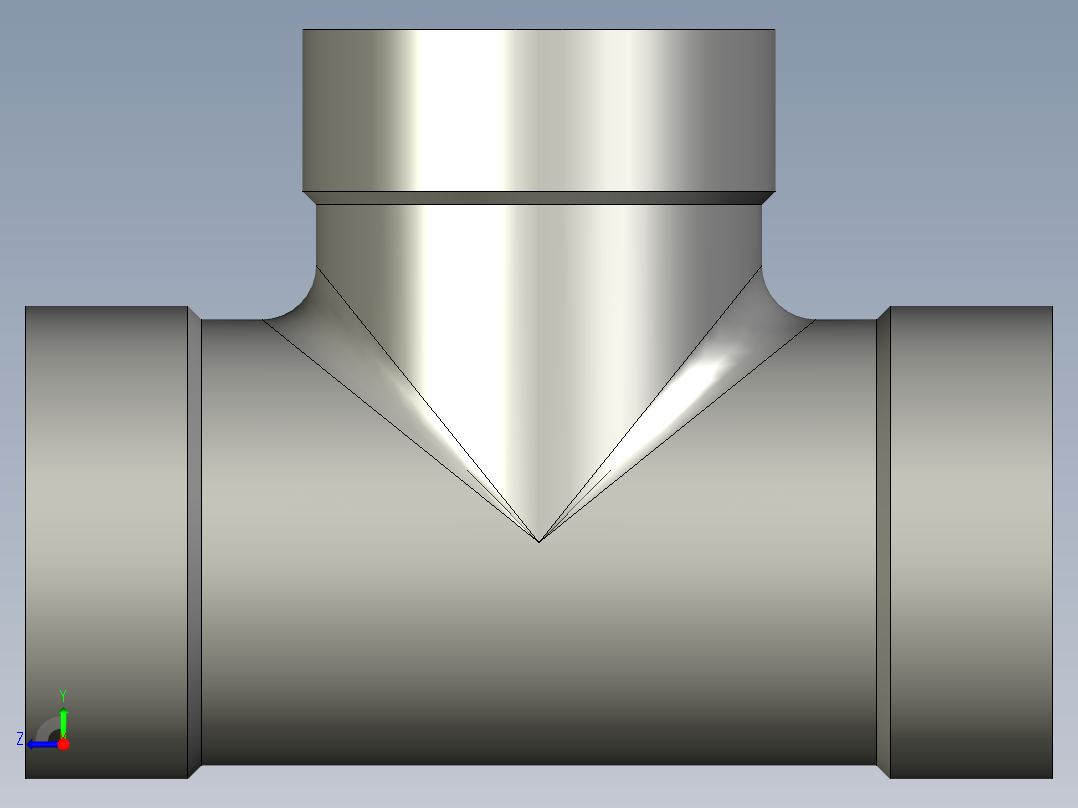 螺纹管三通-等径 DN8右视图