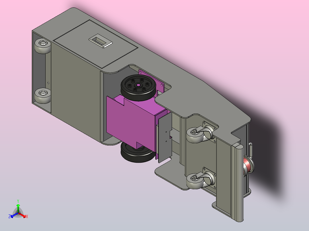 潜伏牵引型AGV小车3D图主视图