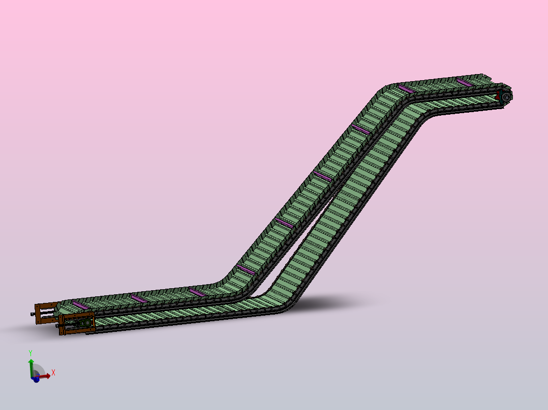 输送机 输送设备apron-conveyor-belt-1-模型格式为 sw主视图