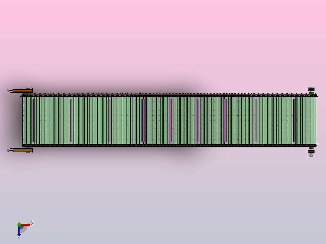 输送机 输送设备apron-conveyor-belt-1-模型格式为 sw俯视图