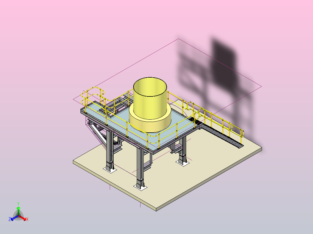 破碎机平台crusher-platform834-模型格式为 stp正等轴测图