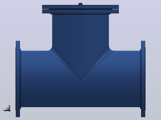 ST34型直流式法兰连接T型过滤器[ST34C-DN300(PN10，25)]右视缩略图