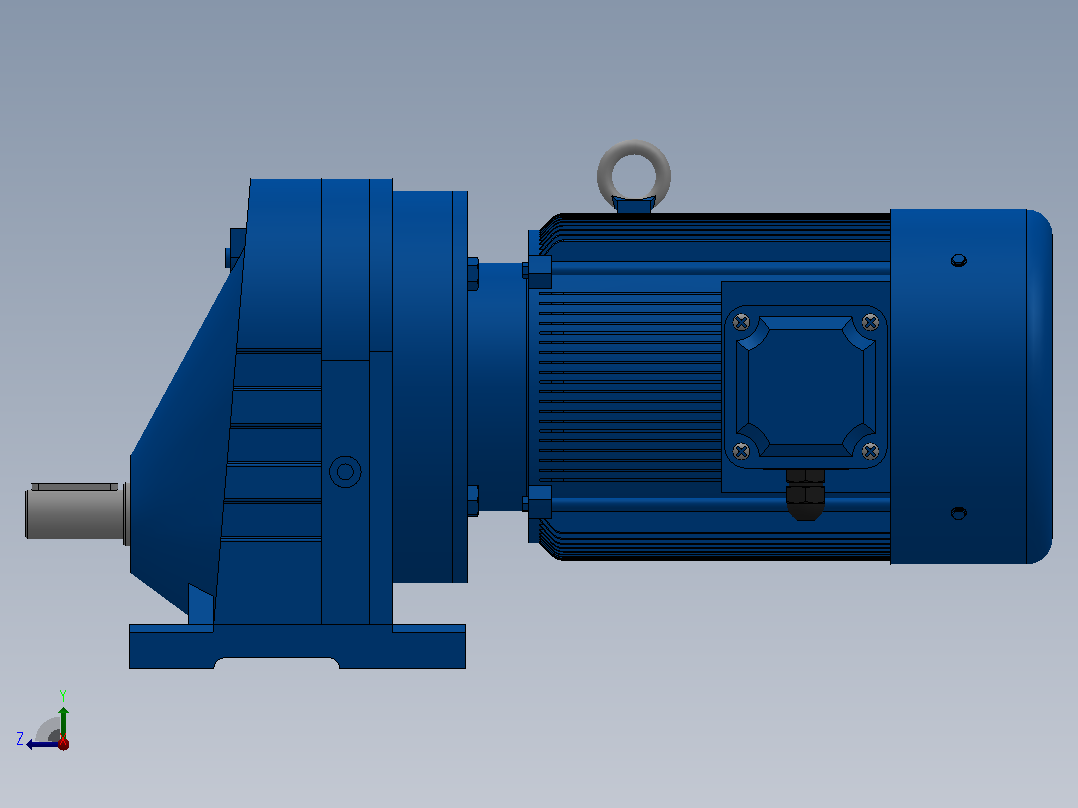 RX57底脚轴伸式安装斜齿轮减速机RX57-Y0.37-4P-71-M1-0°右视图