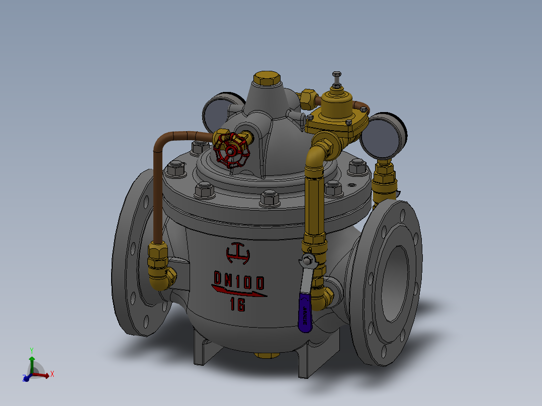 水力控制阀装配体3D模型