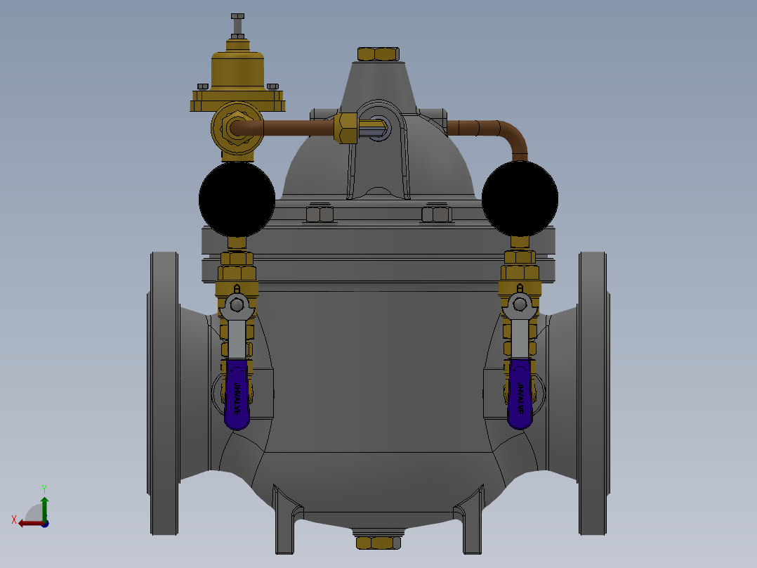 水力控制阀装配体3D模型后视图
