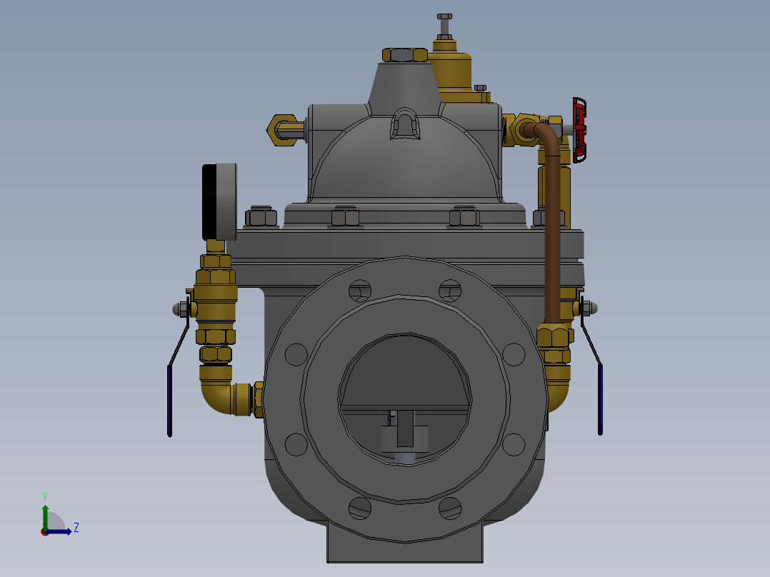水力控制阀装配体3D模型左视图