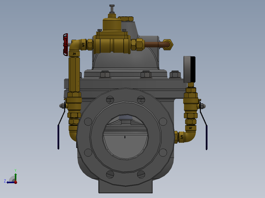 水力控制阀装配体3D模型右视图