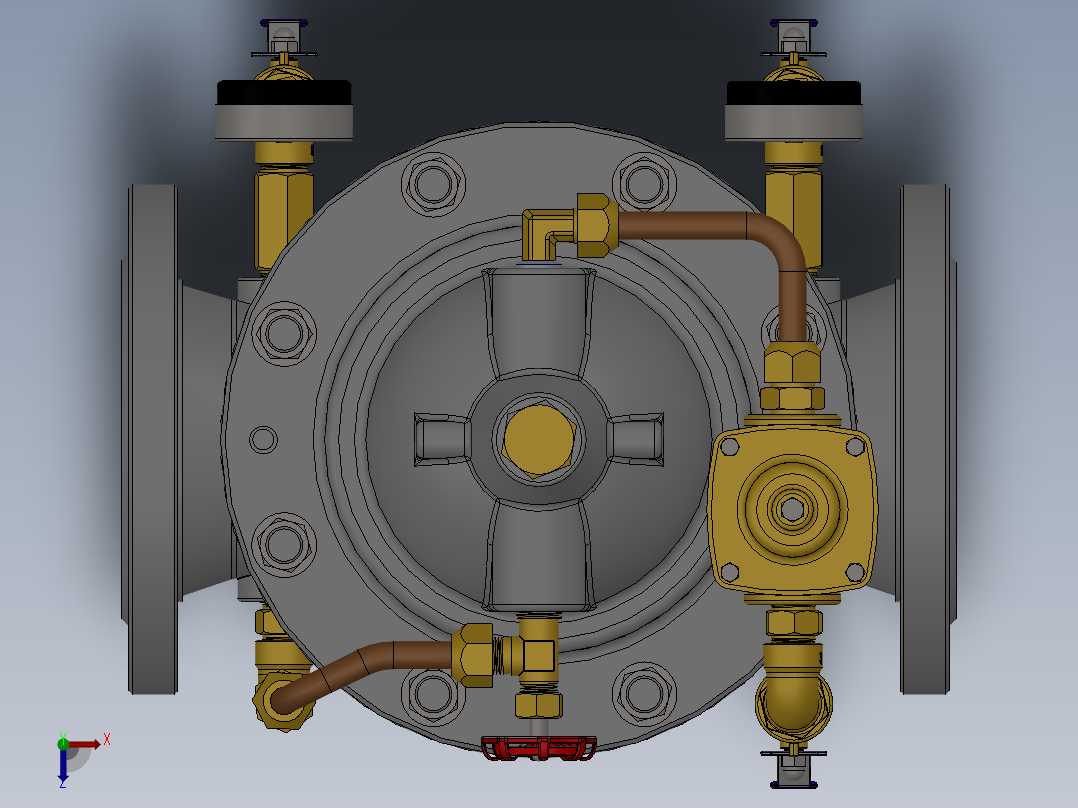 水力控制阀装配体3D模型俯视图
