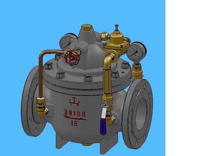 水力控制阀装配体3D模型