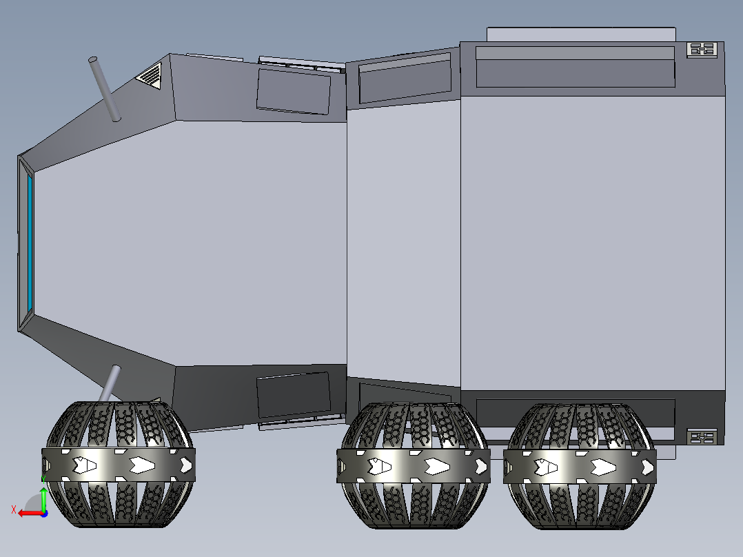 NASA六轮火星探测车简易模型3D图纸 INVENTOR设计 附STEP后视图
