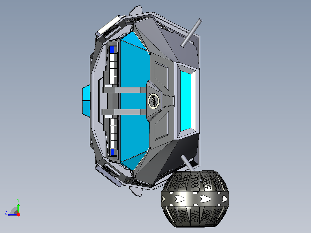 NASA六轮火星探测车简易模型3D图纸 INVENTOR设计 附STEP右视图