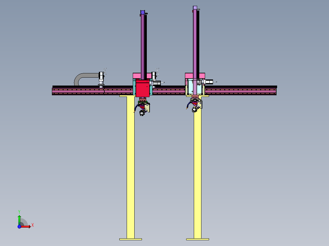 机床自动上下料衔架机械手3D图纸 E079前视图