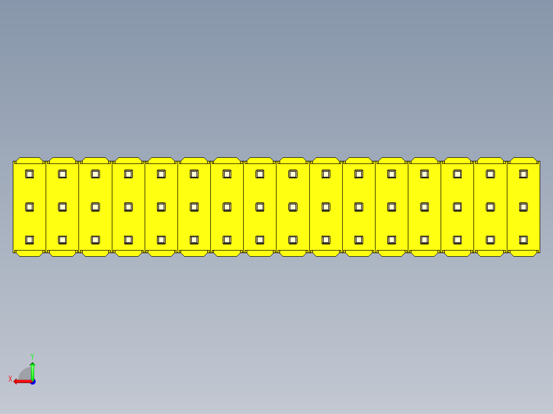 彩色公头100mil（2.54mm）系列-DS1021_yellow_3x16p_100mil_Type5_rev1.0后视图