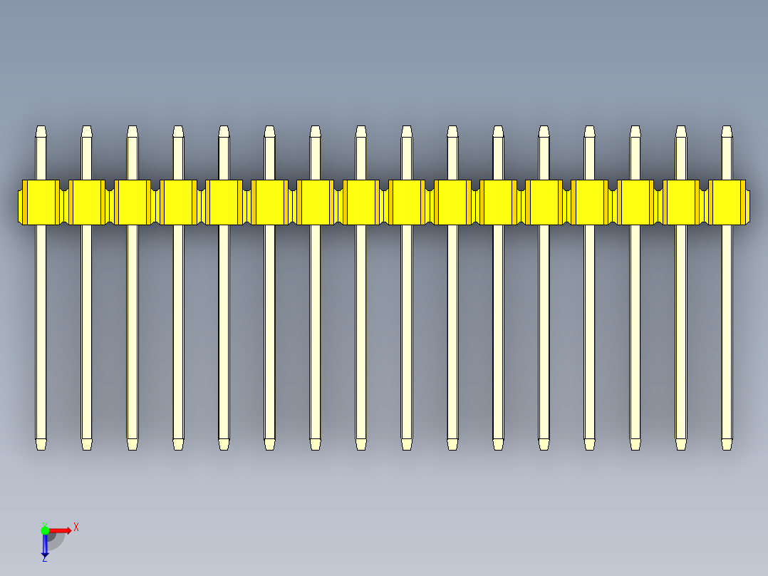 彩色公头100mil（2.54mm）系列-DS1021_yellow_3x16p_100mil_Type5_rev1.0俯视图