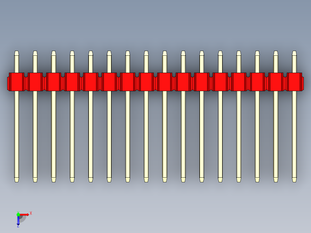 彩色公头100mil（2.54mm）系列-DS1021_red_2x16p_100mil_Type5_rev1.0俯视图