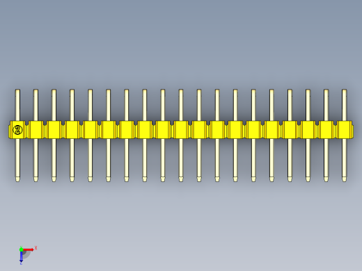 彩色公排针 100mil 2.54mm 系列-DS1022_yellow_2x19p_100mil_TypeD_rev1.0俯视缩略图