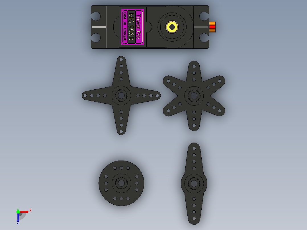 Servo+Motor+MG996R_+一字摇臂俯视图