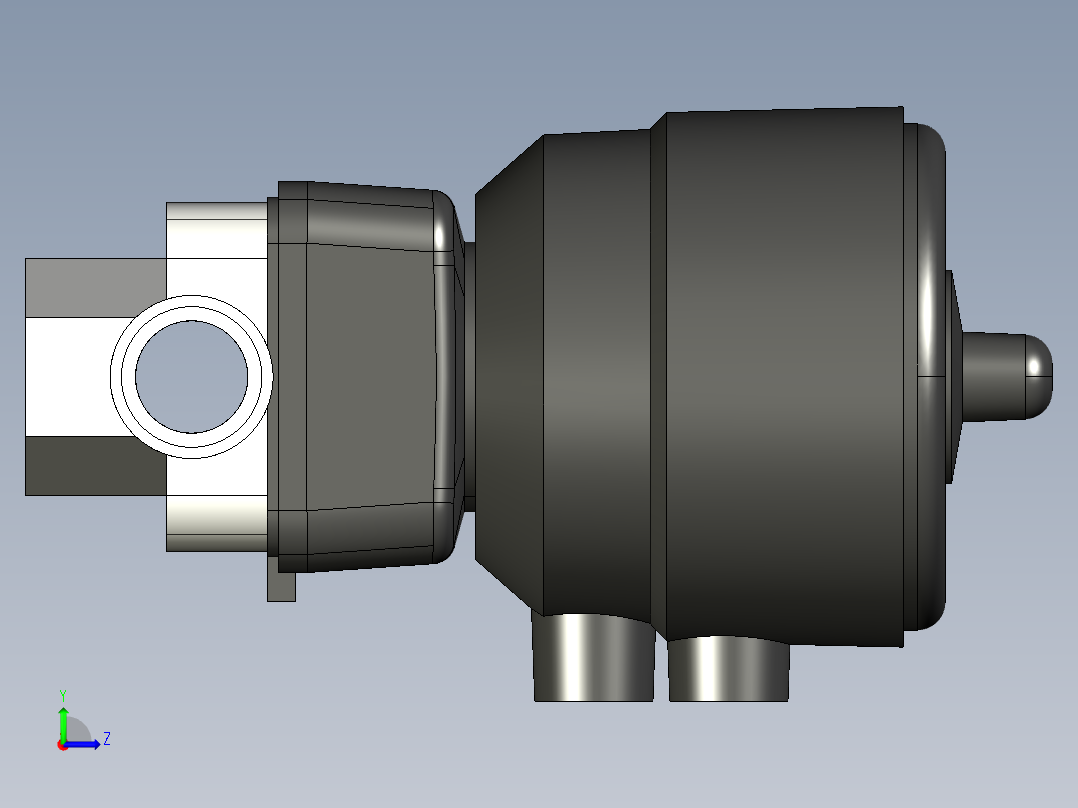 1DKDCCP NC 气动隔膜阀常闭，与男性的两端，用公制系列左视图
