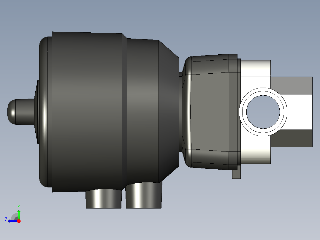 1DKDCCP NC 气动隔膜阀常闭，与男性的两端，用公制系列右视图