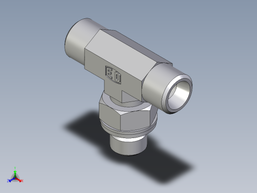 卡套式工业通用硬管接头EO_Adjustable_locknut_branch_tee_TEE08LMOMDCF正等轴测缩略图