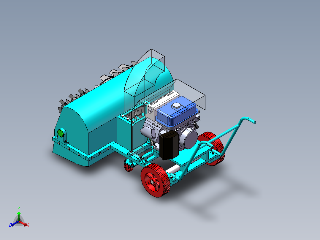 手扶式除雪机1正等轴测图