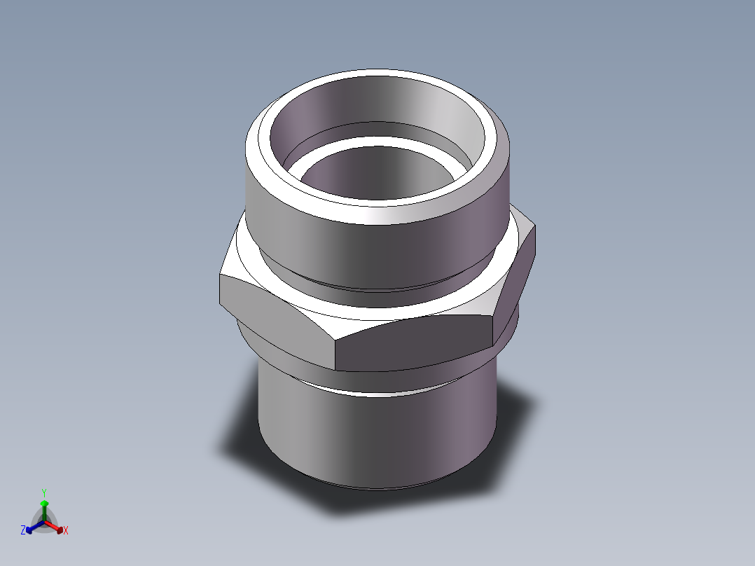 公制螺纹ED密封、1CM-30-27WD正等轴测图