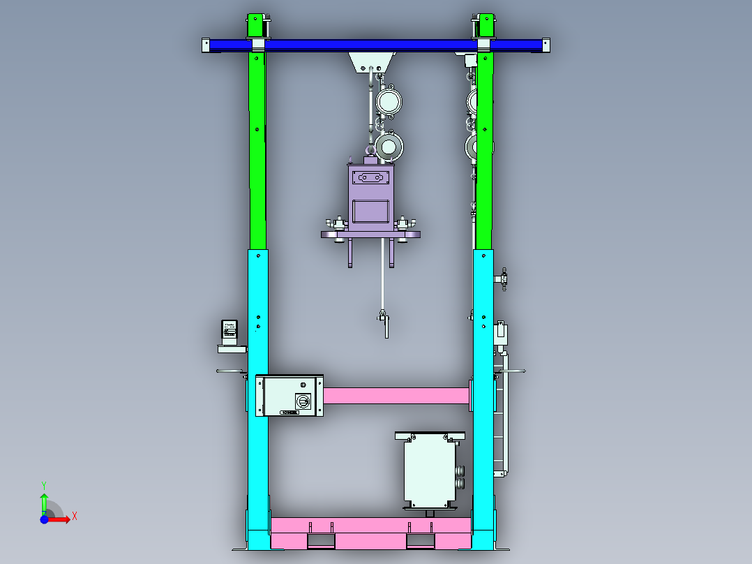 弹性助力挂架设备设计前视图