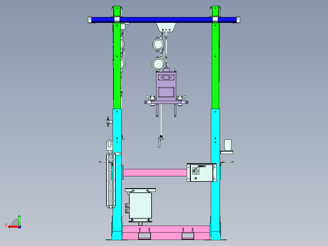 弹性助力挂架设备设计后视图