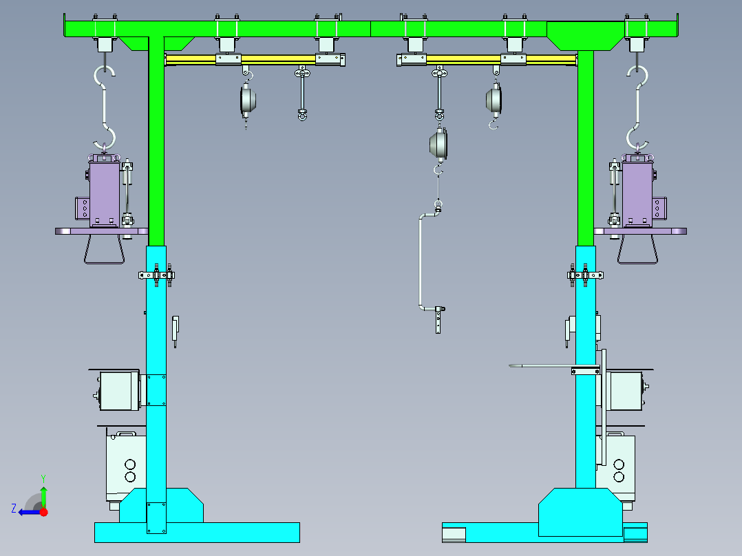 弹性助力挂架设备设计右视图