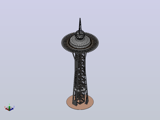 西雅图太空针塔，钣金拼图，3D拼图，metalcraft设计正等轴测缩略图