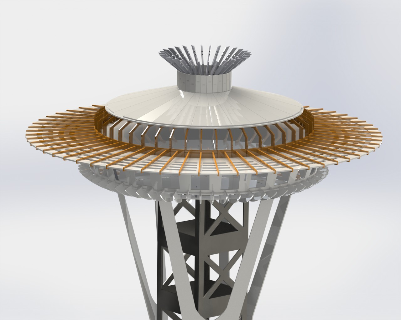 西雅图太空针塔，钣金拼图，3D拼图，metalcraft设计