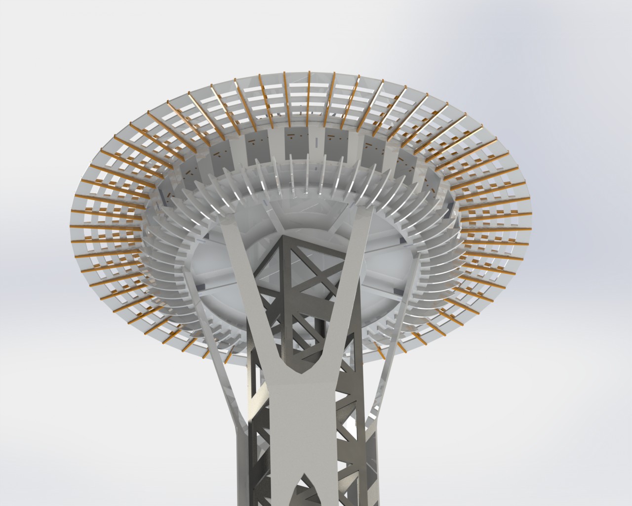西雅图太空针塔，钣金拼图，3D拼图，metalcraft设计