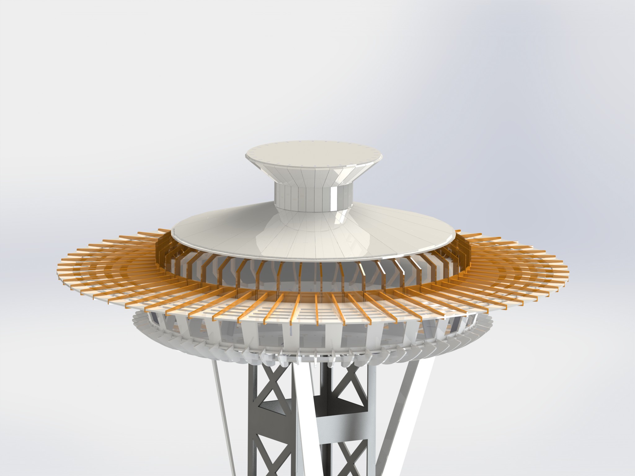 西雅图太空针塔，钣金拼图，3D拼图，metalcraft设计