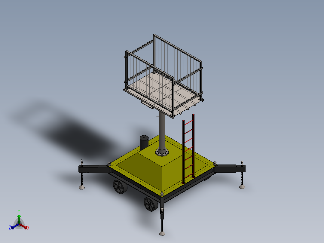 移动式液压伸缩提升机sw18可编辑正等轴测图